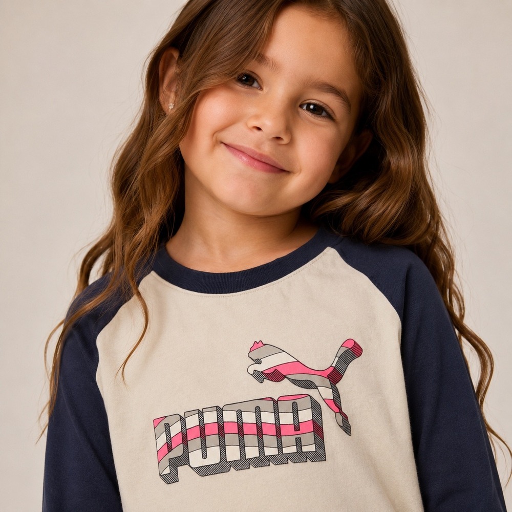 Puma Girls 2 Piece Outfit Set Logo Raglan Tee Pink Leggings 4T